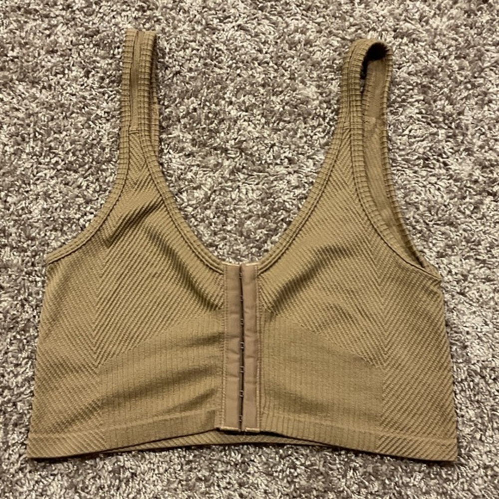 Aura Tan Textured Fabric Bra, Size M/L